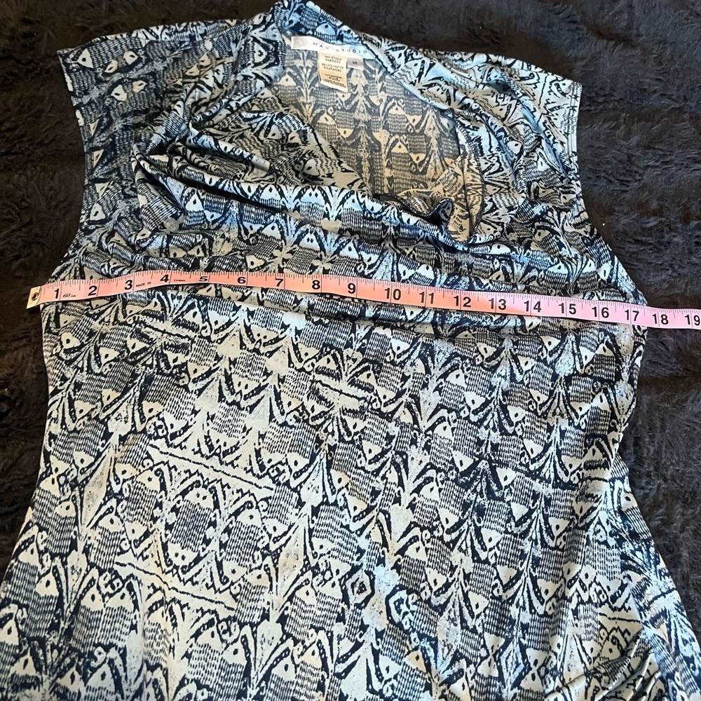 Max Studio Blue And Off-White Patterned Dress M - image 6